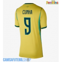 Camisa de time de futebol Brasil Matheus Cunha #9 Replicas 1º Equipamento Feminina Mundo 2026 Manga Curta